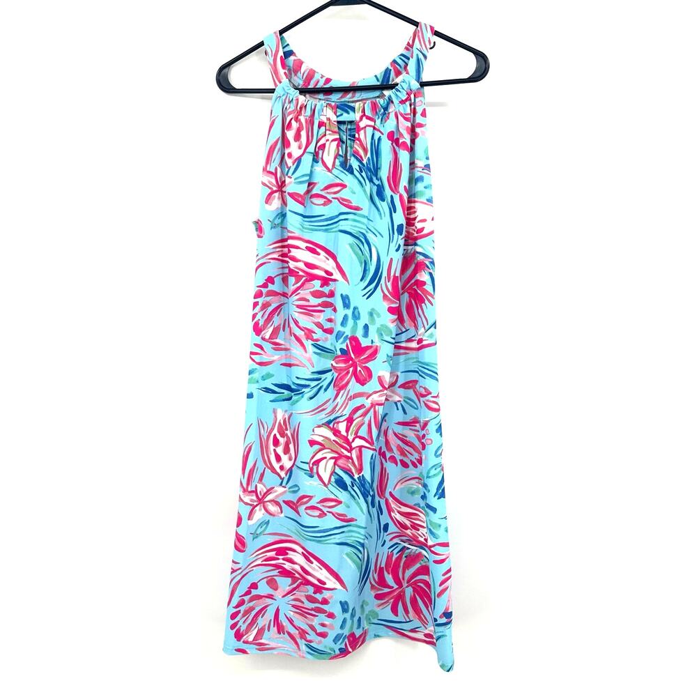 Aryeh Size Medium Dress Blue Pink Sleeveless Maxi Stretch Summer Beach Pool‎